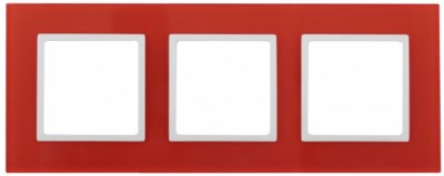 14-5103-23 ЭРА Рамка на 3 поста, стекло, Эра Elegance, красный+бел