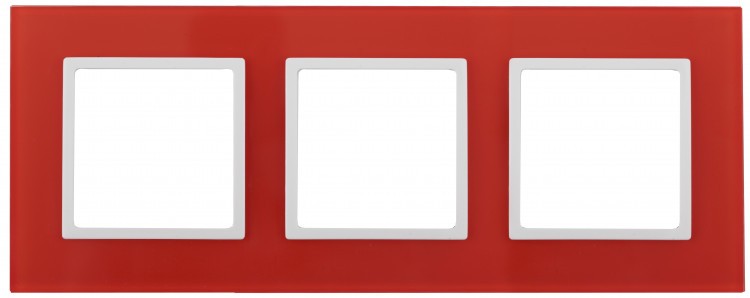 14-5103-23 ЭРА Рамка на 3 поста, стекло, Эра Elegance, красный+бел
