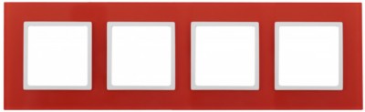 14-5104-23 ЭРА Рамка на 4 поста, стекло, Эра Elegance, красный+бел