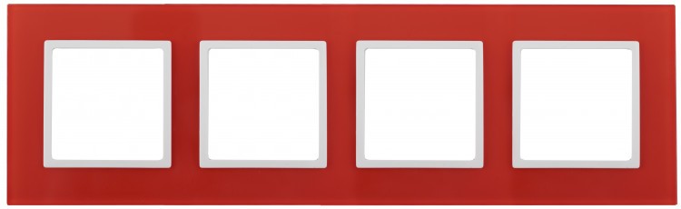 14-5104-23 ЭРА Рамка на 4 поста, стекло, Эра Elegance, красный+бел
