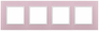 14-5104-30 ЭРА Рамка на 4 поста, стекло, Эра Elegance, розовый+бел
