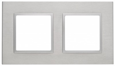 14-5202-03 ЭРА Рамка на 2 поста, металл, Эра Elegance, алюминий+алюм