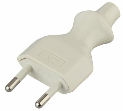 Вилка ЭРА V2 без заземления 6A прямой ввод белая