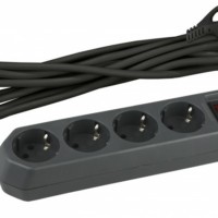 Удлинитель сетевой с фильтром ЭРА USF-M-4es-1,5m-B с защитой (термо) с/з с выкл. 4-м 1.5м 10А черный
