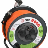 Удлинитель силовой ЭРА RMx-4es-3×2.5-40m-IP44 на металлической катушке с/з с выкл. 4-м 40м ПВС