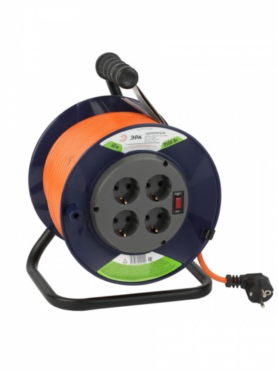 Удлинитель силовой ЭРА RPx-4es-3×1.5-40m на пластиковой катушке с/з 4-м 40м ПВС 3х1.5мм2