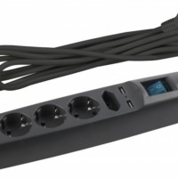 Удлинитель сетевой с фильтром ЭРА SFU-5es-2m-B с надежной защитой с/з с выкл. 5-м 2м 2xUSB 10А черный