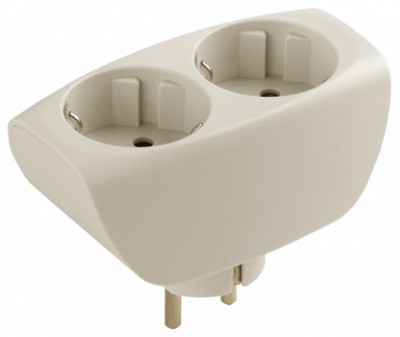 Разветвитель сетевой 2 гнезда с/з з/ш 16А слоновая кость