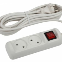 Удлинитель сетевой ЭРА U-2s-1,5m-2×1 б/з с выкл. 2-м 1.5м ПВС 2×1мм2 10А