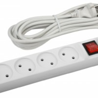 Удлинитель сетевой ЭРА U-4s-5m-2×1 б/з с выкл. 4-м 5м ПВС 2×1мм2 10А