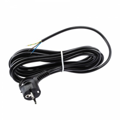 Шнур сетевой с вилкой ЭРА UX-3×0,75-2m-B с заземлением 2м ПВС 3×0,75мм2 черный