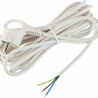 Шнур сетевой с вилкой ЭРА UX-3×0,75-5m-W с заземлением 5м ПВС 3×0,75мм2 белый