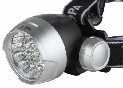 Фонарь светодиодный налобный G17 на батарейках яркий 4 режима серебристый с адаптивным углом наклона