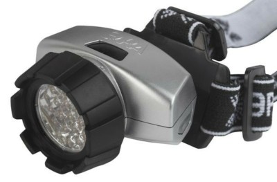 Фонарь светодиодный налобный G18 на батарейках яркий 4 режима серебристый с адаптивным углом наклона