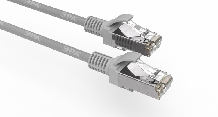 Кабель витая пара F/UTP экранированный 0,5 м категория 5e серый Cu