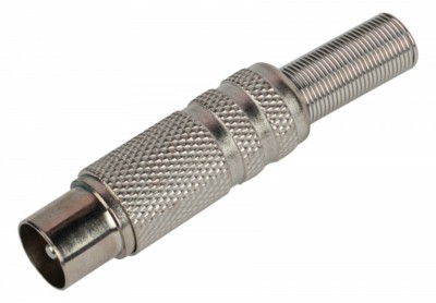 Разъём антенный штекер ТВ c пружиной никель