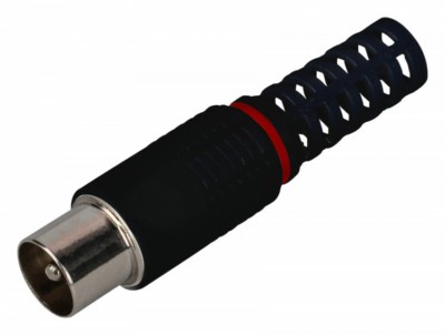 Разъём антенный штекер ТВ без пайки чёрный в 1 штука