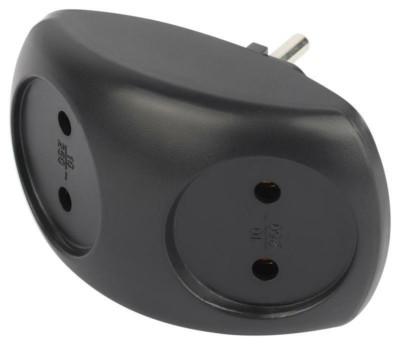 Разветвитель сетевой 2 гнезда б/з 10А черн. Эра Б0059720