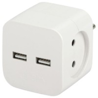 Разветвитель сетевой 2 гнезда 220В+ 2xUSB 2400мА б/з 10А бел. Эра Б0049531