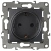 Розетка 1-м СП 12 12-2101-05 16А IP20 16AX 250В 2P+E Schuko механизм антрацит Эра Б0014679