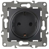 Розетка 1-м СП 12 12-2101-05 16А IP20 16AX 250В 2P+E Schuko механизм антрацит Эра Б0014679