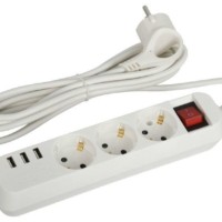 Удлинитель сетевой U-3es-3m-USB с/з с выкл. 3-м+3xUSBA 3м 10А Эра Б0052901