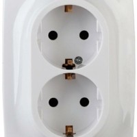 Розетка 2-м СП 12 12-2106-01 16А IP20 16AX 250В 2х2P+E Schuko бел. Эра Б0031228