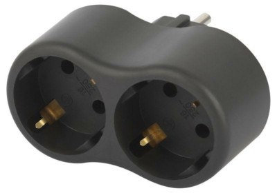 Разветвитель сетевой 2 гнезда с/з 16А черн. Эра Б0059722