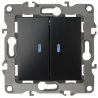 Выключатель 2кл. СП 12 12-1105-05 10А IP20 250В 10AX с инд. механизм антрацит Эра Б0014661