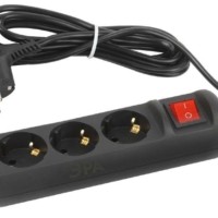 Удлинитель сетевой UX-3es-3m-B с/з с выкл. 3-м 3м ПВС 3х0.75кв.мм 10А черн. Эра Б0057728