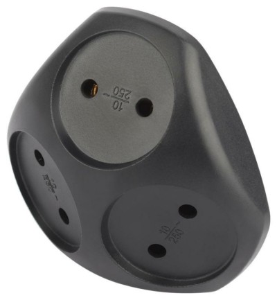 Разветвитель сетевой 3 гнезда б/з 10А черн. Эра Б0059721