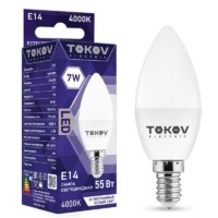 Лампа СДЛ 7Вт С37 4000К Е14 176-264В Tokov Electric TKE-C37-E14-7-4K