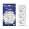 Розетка 3-м ОП Frea 16А IP20 250В без заземл. АБС-пластик бел. Tokov Electric TKE-FR-R3-C01