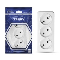 Розетка 3-м ОП Frea 16А IP20 250В без заземл. АБС-пластик бел. Tokov Electric TKE-FR-R3-C01