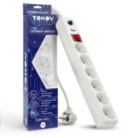 Удлинитель сетевой с фильтром 6х1.8м с/з с выкл. 16А с защ. от скачков напр. и перегрузок 3х1 бел. Tokov Electric TKE-C01-SF6-1.8-ZV