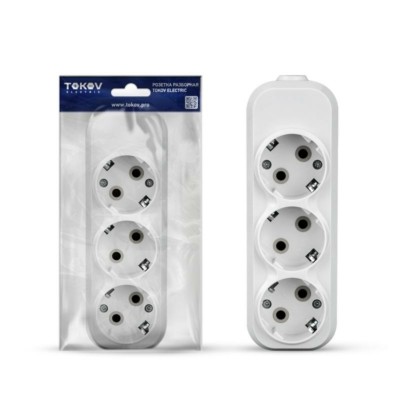 Колодка удлинителя 3-м 16А с/з АБС-пластик бел. Tokov Electric TKE-C01-KU3-Z