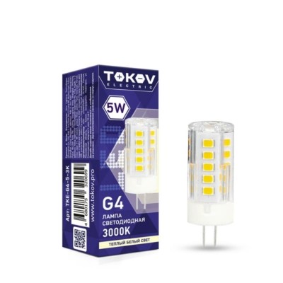 Лампа СДЛ 5Вт Capsule 3000К G4 220-240В Tokov Electric TKE-G4-5-3K