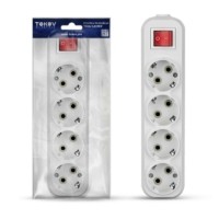 Колодка удлинителя 4-м 16А с/з с выкл. АБС-пластик бел. Tokov Electric TKE-C01-KU4-ZV