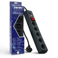 Удлинитель сетевой с фильтром 5х1.8м с/з с выкл. 16А с защ. от скачков напр. и перегрузок 3х1 сер. Tokov Electric TKE-C06-SF5-1.8-ZV
