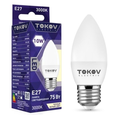 Лампа СДЛ 10Вт С37 3000К Е27 176-264В Tokov Electric TKE-C37-E27-10-3K