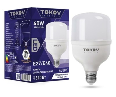 Лампа СДЛ 40Вт HP 4000К Е40/Е27 176-264В Tokov Electric TKE-HP-E40/E27-40-4K