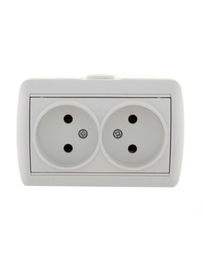 Розетка 2-м ОП Nata 16А IP20 керамика бел. Lezard 710-0200-128