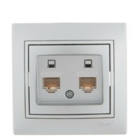 Розетка ПК 2-м СП Mira RJ45 сер. метал. Lezard 701-1010-141