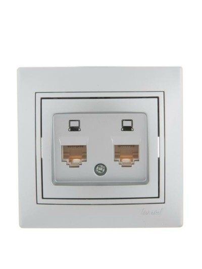 Розетка ПК 2-м СП Mira RJ45 сер. метал. Lezard 701-1010-141
