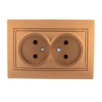 Розетка 2-м СП Mira 16А IP20 со вставкой керамика зол. метал. Lezard 701-1313-128