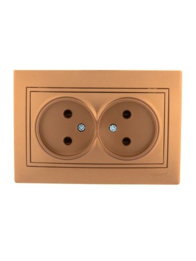 Розетка 2-м СП Mira 16А IP20 со вставкой керамика зол. метал. Lezard 701-1313-128