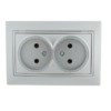Розетка 2-м СП Mira 16А IP20 со вставкой керамика сер. метал. Lezard 701-1010-128