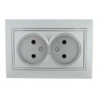 Розетка 2-м СП Mira 16А IP20 со вставкой керамика сер. метал. Lezard 701-1010-128