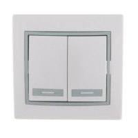 Выключатель 2кл. СП Mira 10А IP20 с сер. вставкой бел. Lezard 701-0215-101