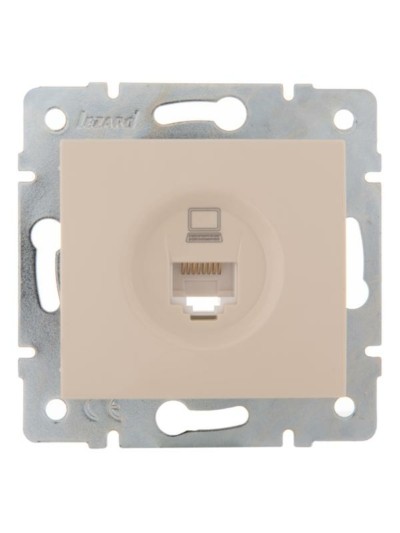 Розетка ПК 1-м СП Karina RJ45 механизм крем. Lezard 707-0388-139